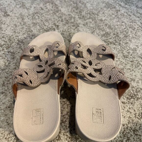 FITFLOP ROSE GOLD ELORA CRYSTAL SLIDES 8 - Picture 6 of 9